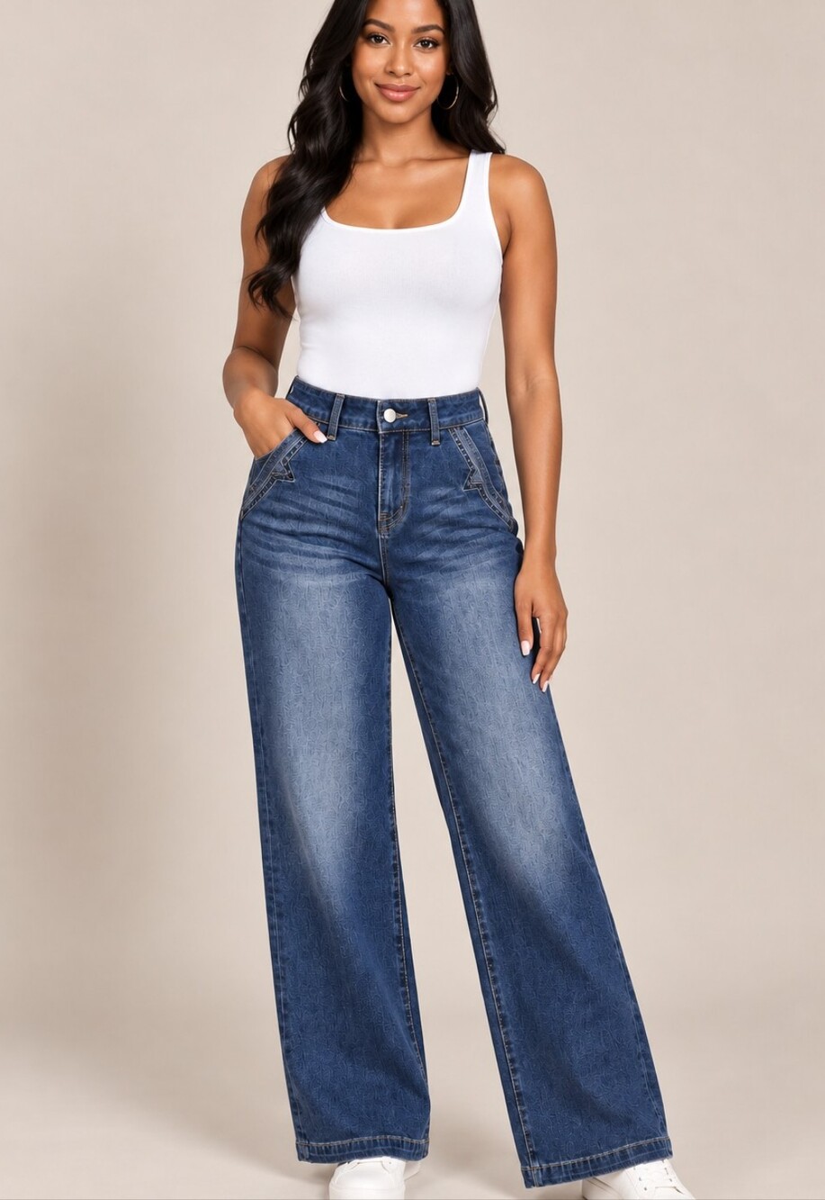 Flamingals High-Rise Wide Leg Jeans in Indigo Wash - NWT